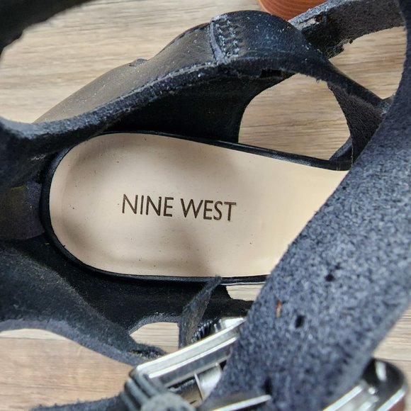 Nine West Women's‎ Size 9.5 Black Ankle Strap Buckle Block Heel Sandals - Picture 4 of 11